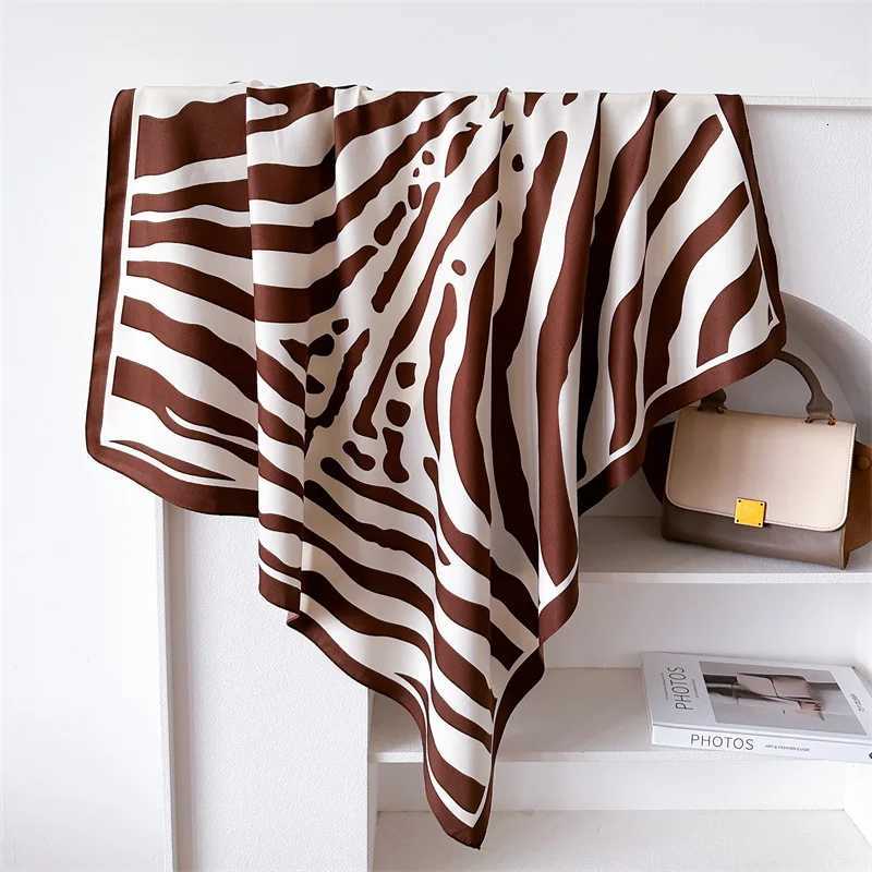 Women Spain Brand Design Scarf Fashion Leopard Zebra Silk Scarves Square Small Handkerchief Neck Snood Bag Hijab Snood 9090Cm W251021