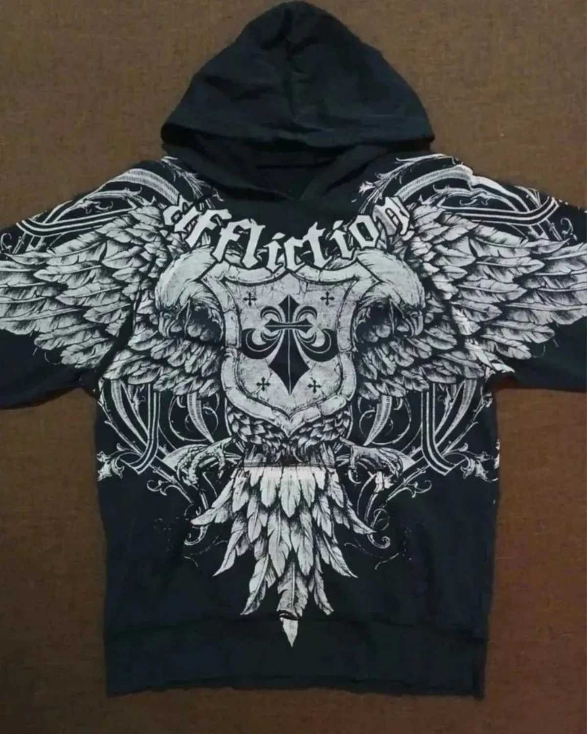 Fashionable European and American mens autumn Gothic skull print comfortable soft hooded sweatshirt outdoor street style top W251021