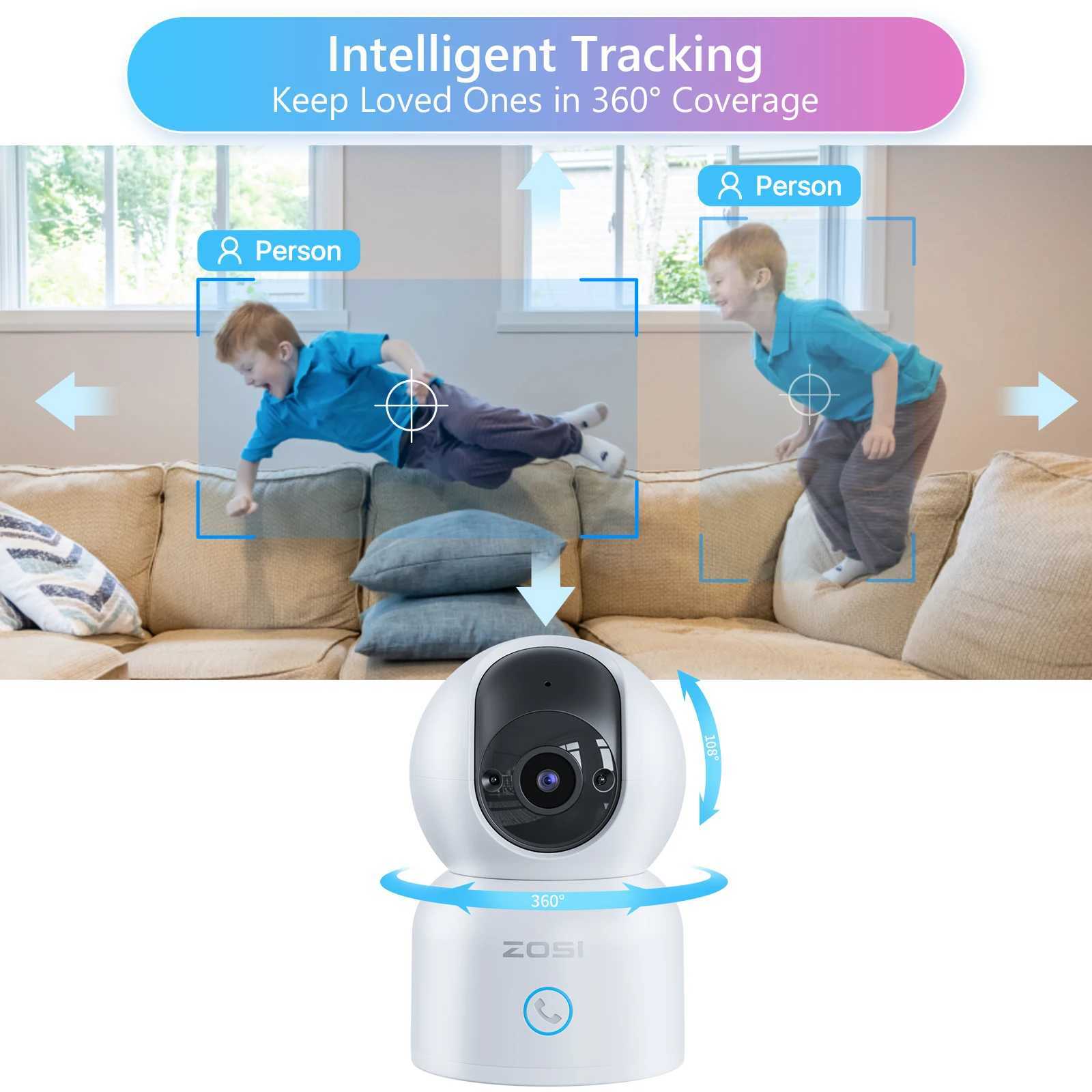 ZOSI 3MP Baby Monitor 24G5G 360 PanTilt Pet Smart Security IP Camera AI Human Tracking 2K HD WiFi Surveillance Cameras J251121