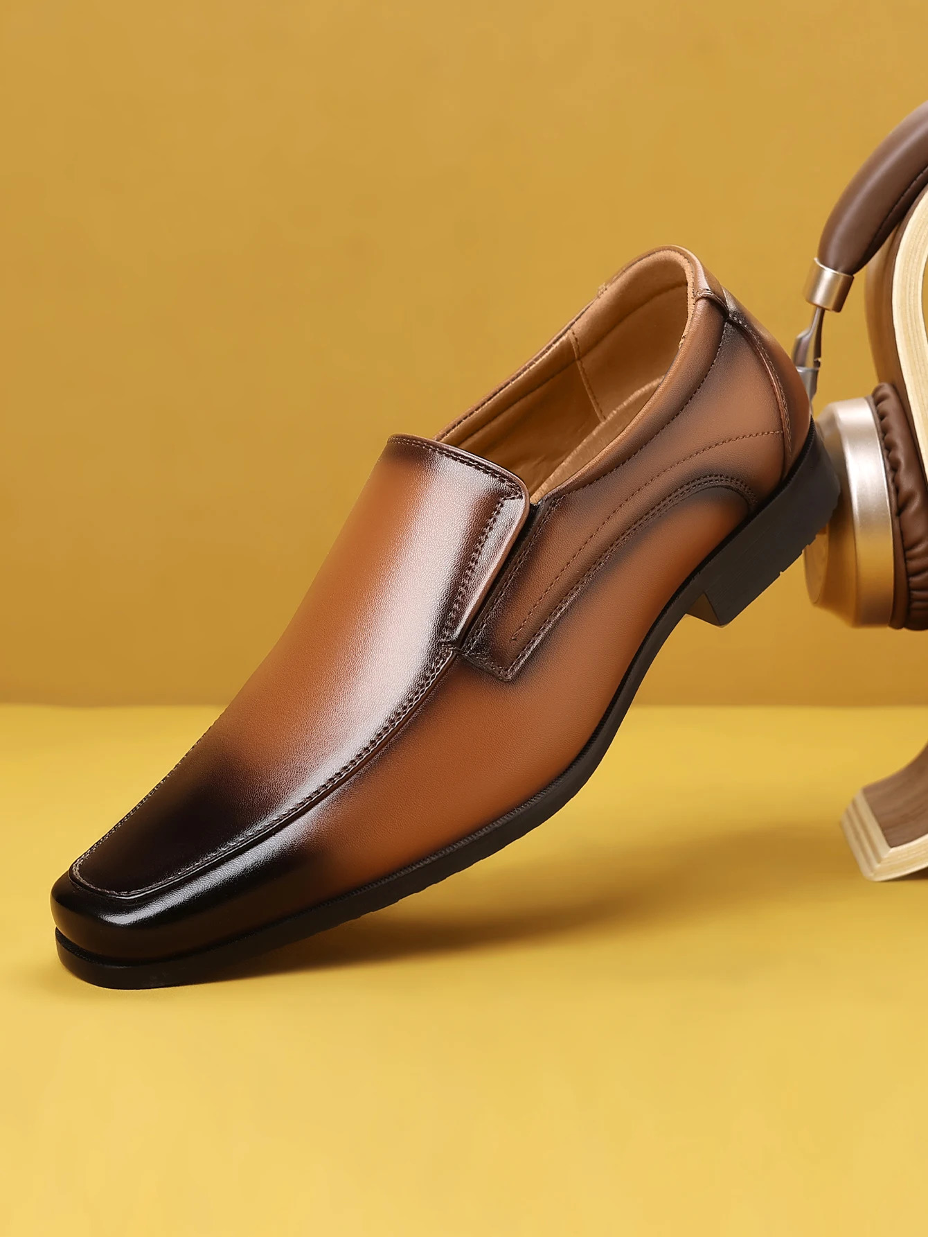 Mens SlipOn Loafers Formal Dress Shoes Square Toe Modern Bussiness Oxford Shoes 251021