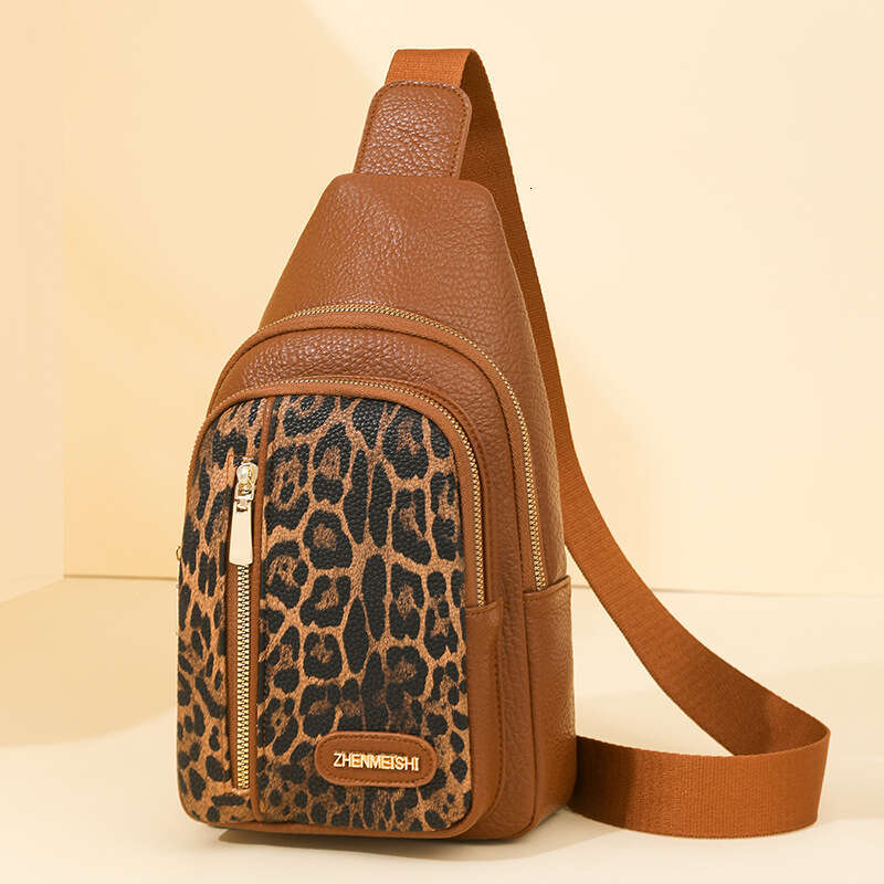 Women's Chest Waist New Fashion Leopard Print Single Shoulder Large Capacity Storage Phone Bag