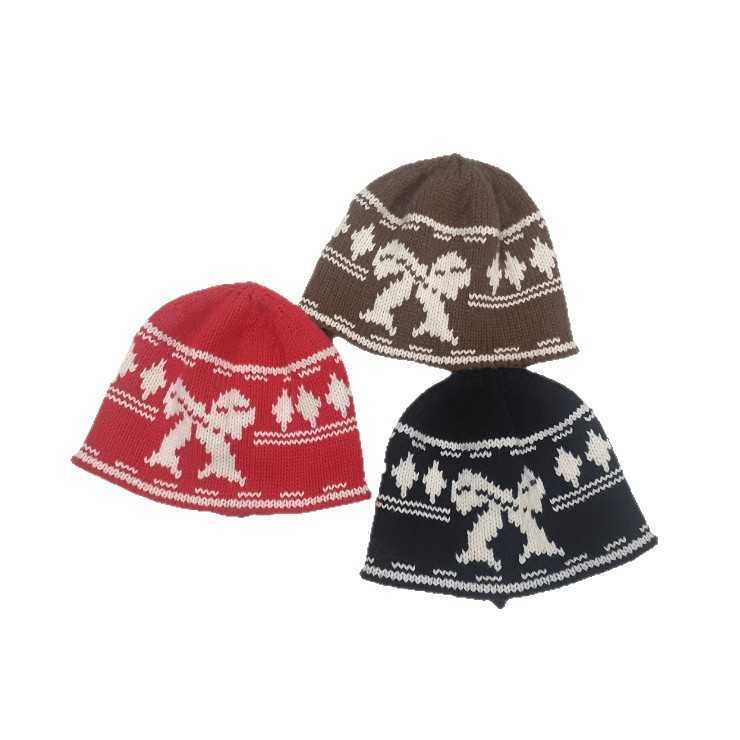 Knitted Hat for Women with Bowknot Jacquard Wool Hat Fleecelined Thickened Warm Cold Hat Head Wrap Hat H251020