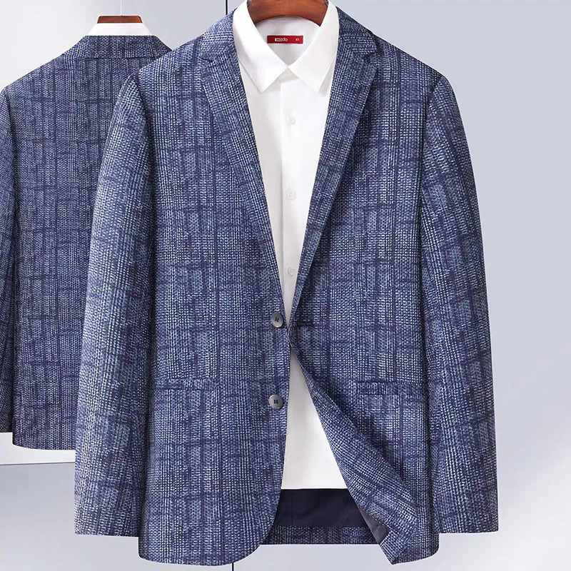 HighEnd Lightweight Knitted Me QuiDry Casual Mens Summer Thin Suit Jaet Busin Gentleman Sle round Hemline Long 251021