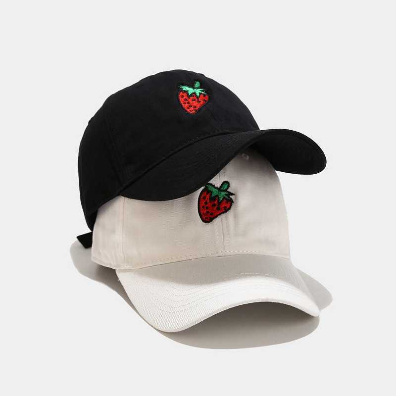 Hat Female Small Fresh Baseball Cap Cartoon Fruit Strawberry Embroidered Duck Tongue Hat Male Sun Visor Hat with Curved Brim H251020