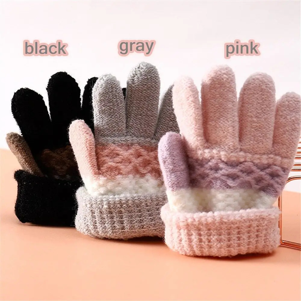 Winter Autumn Soft Knitted Baby Gloves Full Finger Gloves Kids Girls Boys Mittens Outdoor Children Gloves 36 Years 251021