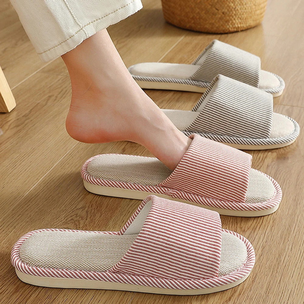 ZHIDA Women Linen Slippers Spring and Autumn Home Shoes Breathable Indoor Non Slip Couple Slippers Sweat Absorption Hemp Slides 251021