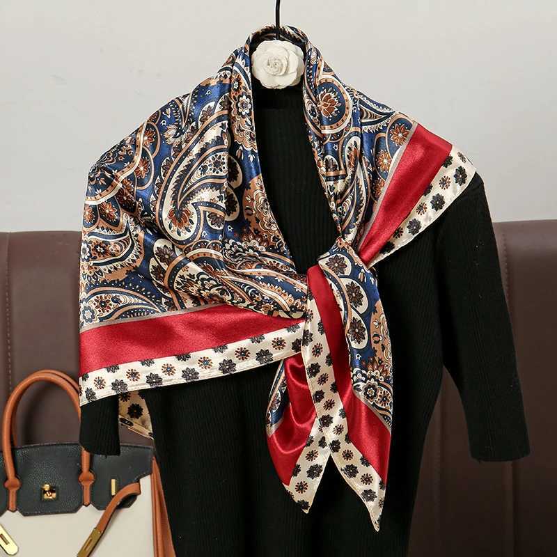 9090cm High Quality Silk Scarfs Cashew Patter Printed Handkerchi Square Scarfs Silk Bandana for Wen Bag AccoriesW251021