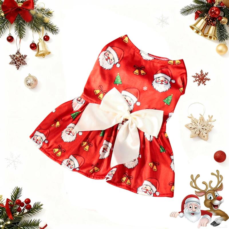 Christmas Pet Clothes Round Neck Sleeveless Printed Dress Santa Claus Snowflake For Small Medium Large Dogs Year Present H260129