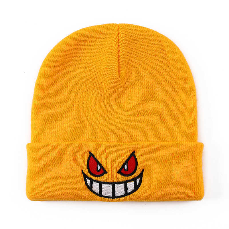 New Embroidered Knitted Hat Cartoon Gengar Creative Knitted Hat Autumn Winter Warm Ear Protection Breathable Cold Hat H251020