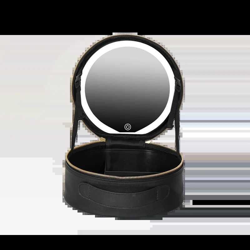 Travel PUMakeup Bag With Led Mirror Portable Cosmetic Bag With Mirror And Light Travel Rechargeable Makeup Bag With Led LightsW251021