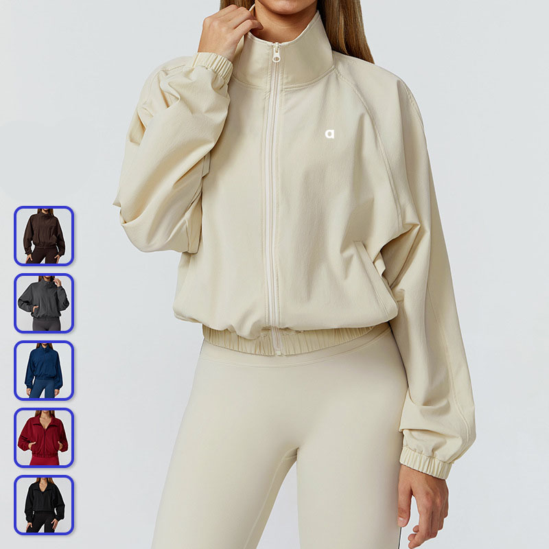 Women Tops Yoga Quick drying stand up collar sports jacket women's zipper windproof outdoor running fitness long sleeved Sportswear Clothing alonessjacket