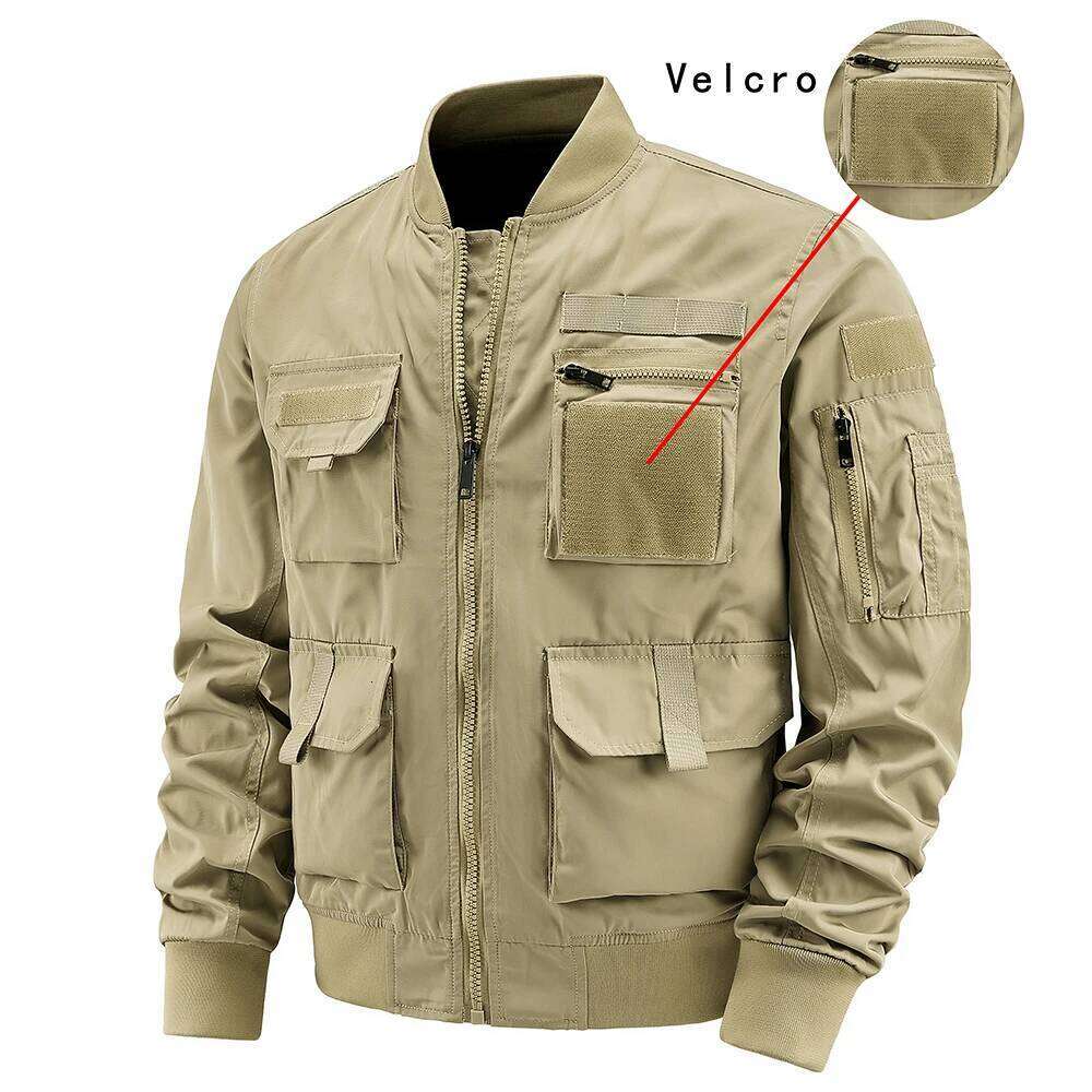 Spring And Autumn New Men's Solid Color Multi-Pocket Zipper Jacket Fashion Simple Casual Versatile Mening's Clothing