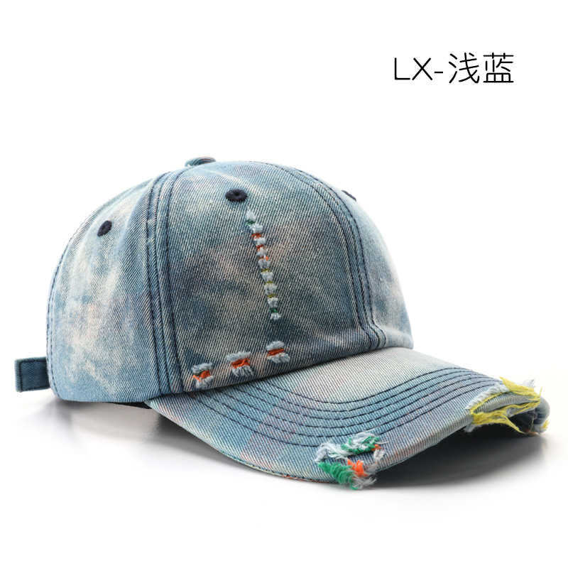 Womens Unique Style Fashion Washed Distressed Denim Solid Color Baseball Cap Outdoor Mens Sun Protection Baseball Cap H251020
