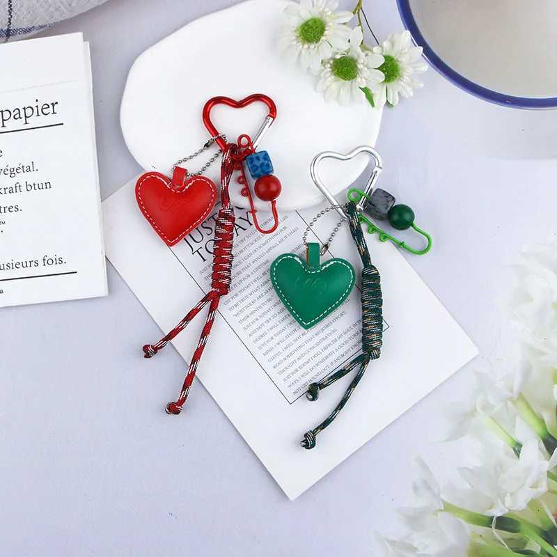 New Creative And Versatile Leather Heart Knot Rope Alloy Keychain Bag Decoration Pendant Key Ring Part Gift W251021