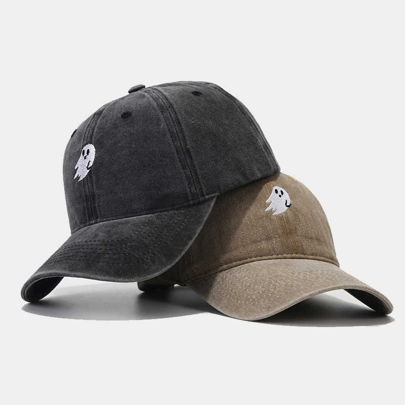 New Ghost Embroidery Denim Washed Baseball Cap Fashion Casual Unisex Outdoor Sun Hat Duckbill Cap H251020