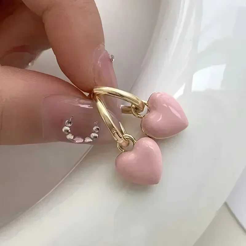 Red Epoxy Heart Shape Charm Drop Earrings Pink White Color Heart Gold Plating Cute Girl Drop Earrings Fashoin Women Earrings J251021