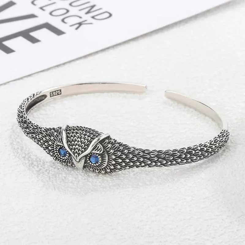 Foxanry Silver Color Owl Geometric Zircon Cuff Bracelet For Women Couples New Fashion Vintage Creative Birthday Jewelry Gifts J251021