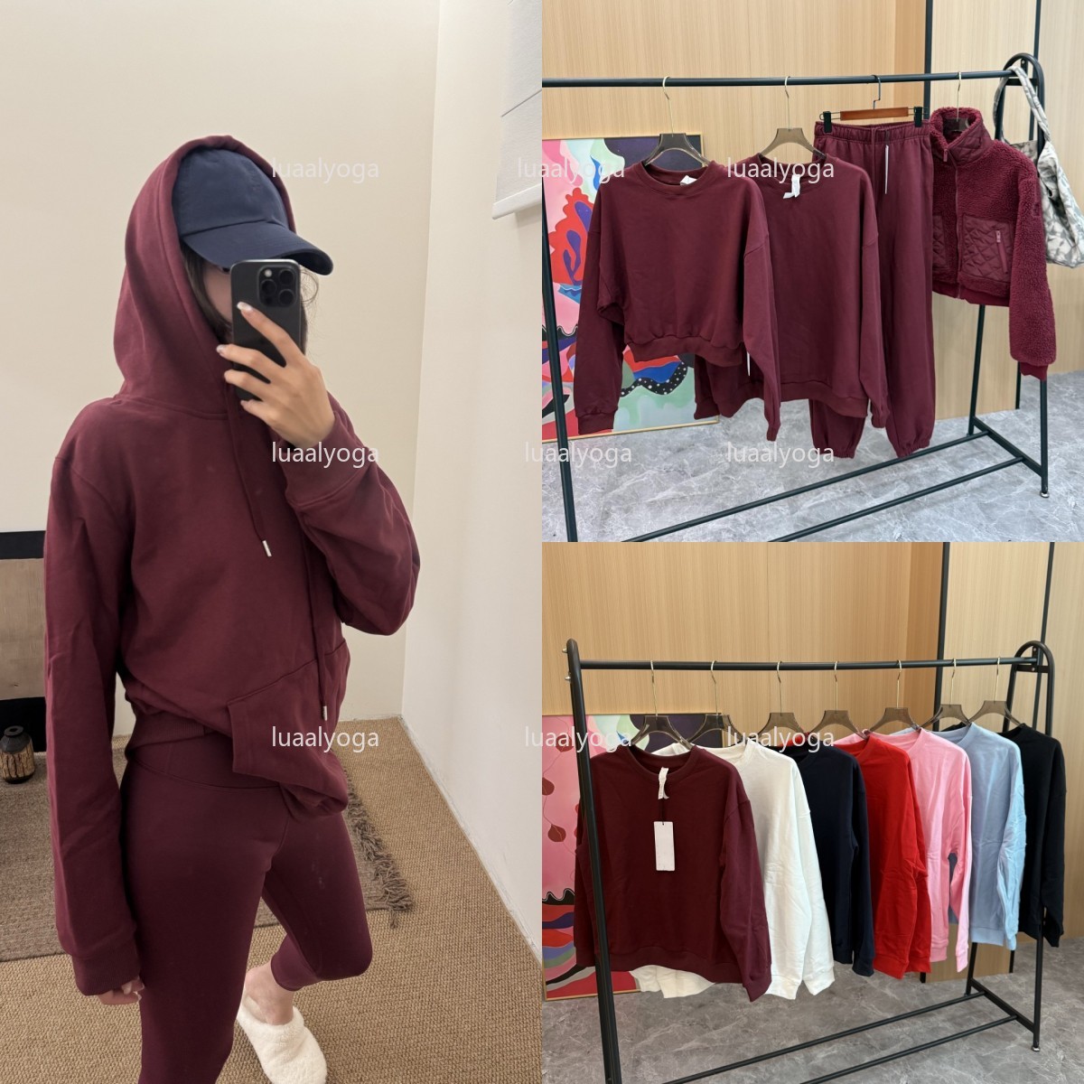 Asel Yoga Womens Sportswear Hoodies Outfit Warm Sweatshirts Silver 3D logo on chest Loose Sweatwear Unisex Casual Top Outwear Jacket CREW NECK PULLOVER Hoodies