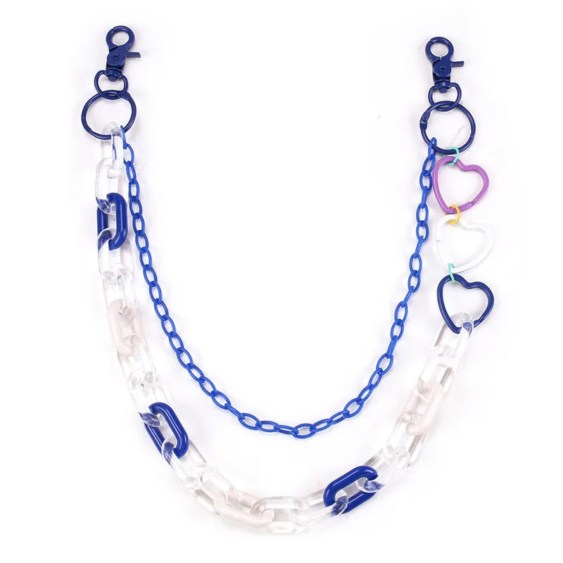 Hip Hop Rainbow Resin Chain Keychain Men Women Cute Waist Chain Multicolor Acrylic Flower Pants Trousers Chain Punk Jewelry 251021