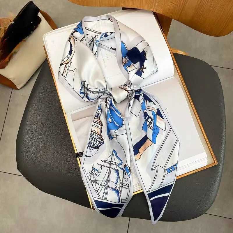 Fashion Print Hair Ribbon Bl Silk Scarf Wen Neck Tie Bag Scarfs Satin Silk Skinny scarves Ladies Foard Floral BandsW251021