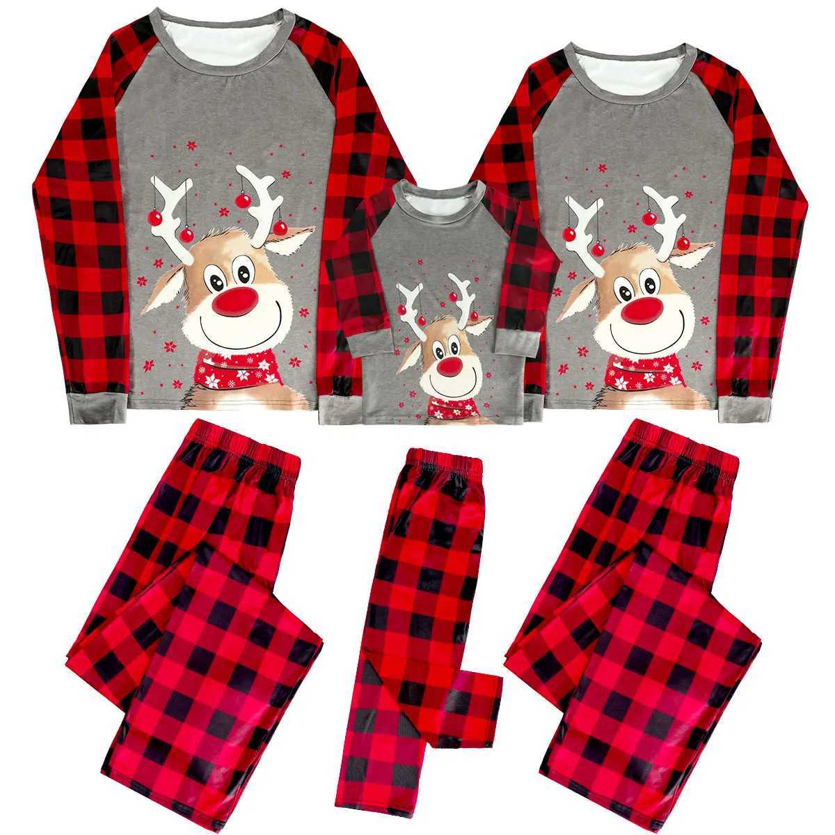 Family Christmas Pajamas 2023 Adult Matching Xmas Sleepwear Set Kids Boys Elf New Year Nightwear Mother Daddy Festival Deer Pjs L251021MCUT