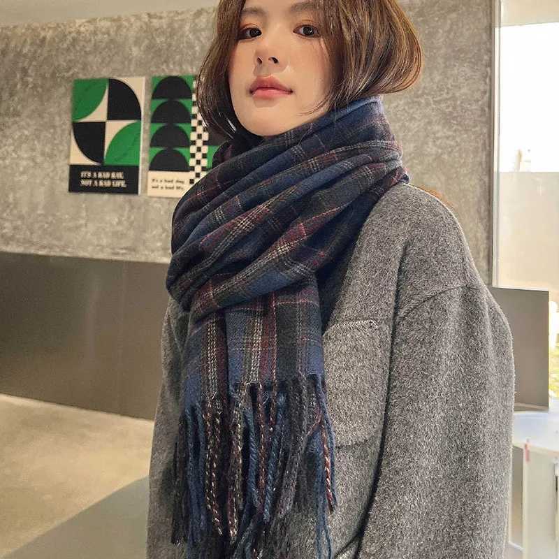 New Womens Winter Scarves Checkered Cashmere Scarf Woman Black Scarf Ladies Scarf Warm XWJ15 W251021