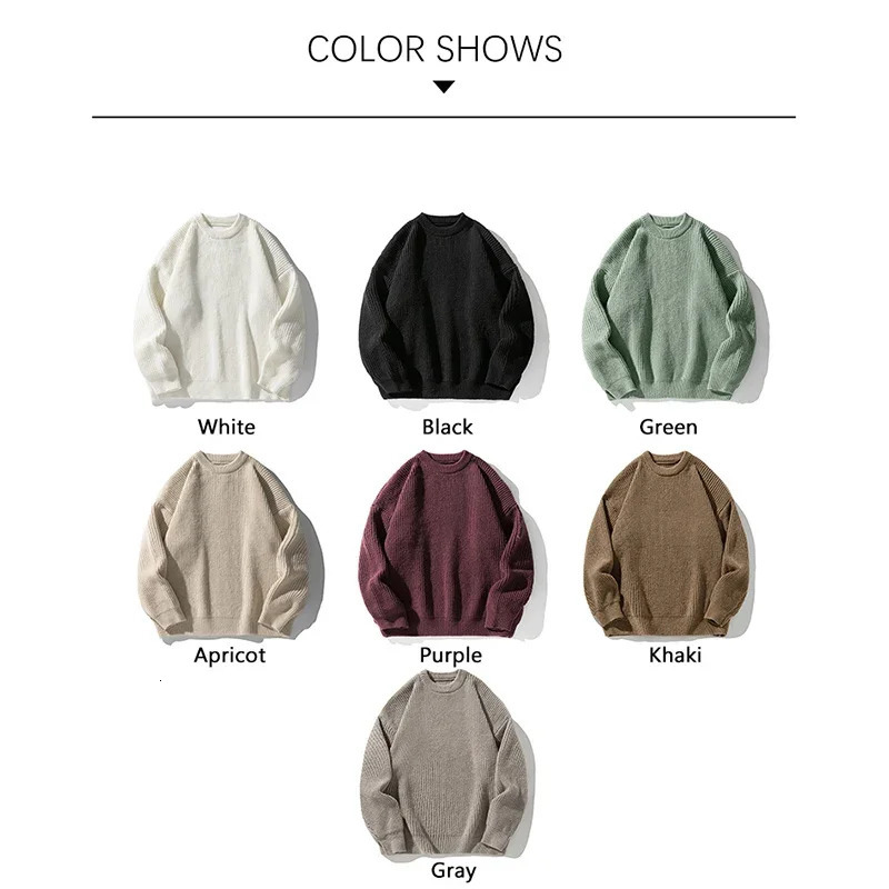 TFETTERS Japan O Neck Pullovers for Men Knitwear 2025 Autumn Winter Solid Color Comfortable Sweaters Man Clothes Teenagers 251020