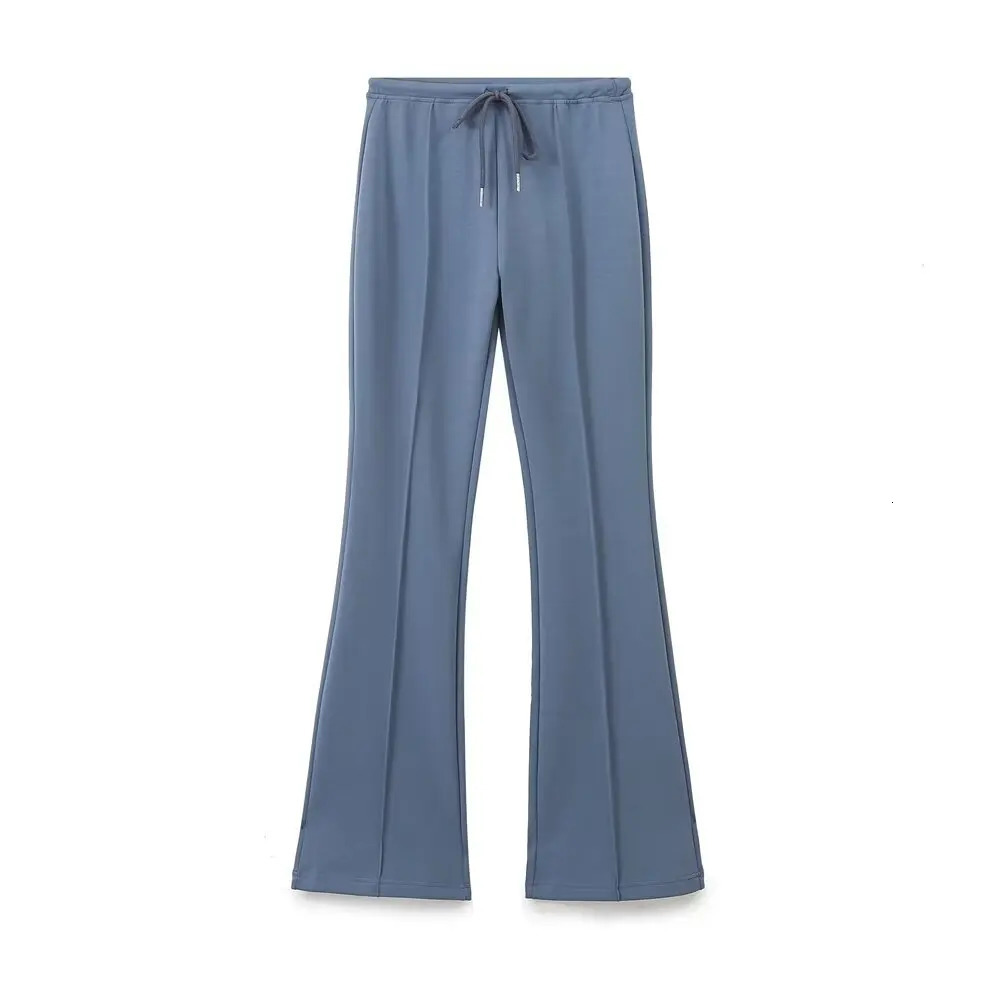 RARA Womens Hooded Zip Up Cropped Jacket and Drawstring Flared Pants Set Cozy Stylish for Daily Sporty Looks 251021