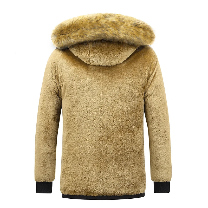 Men 2025 Winter Windproof Fleece Warm Thick Jacket Parkas Coat Men Fashion Hooded Fur Collar Jacket Classic Casual Parka Men 251021