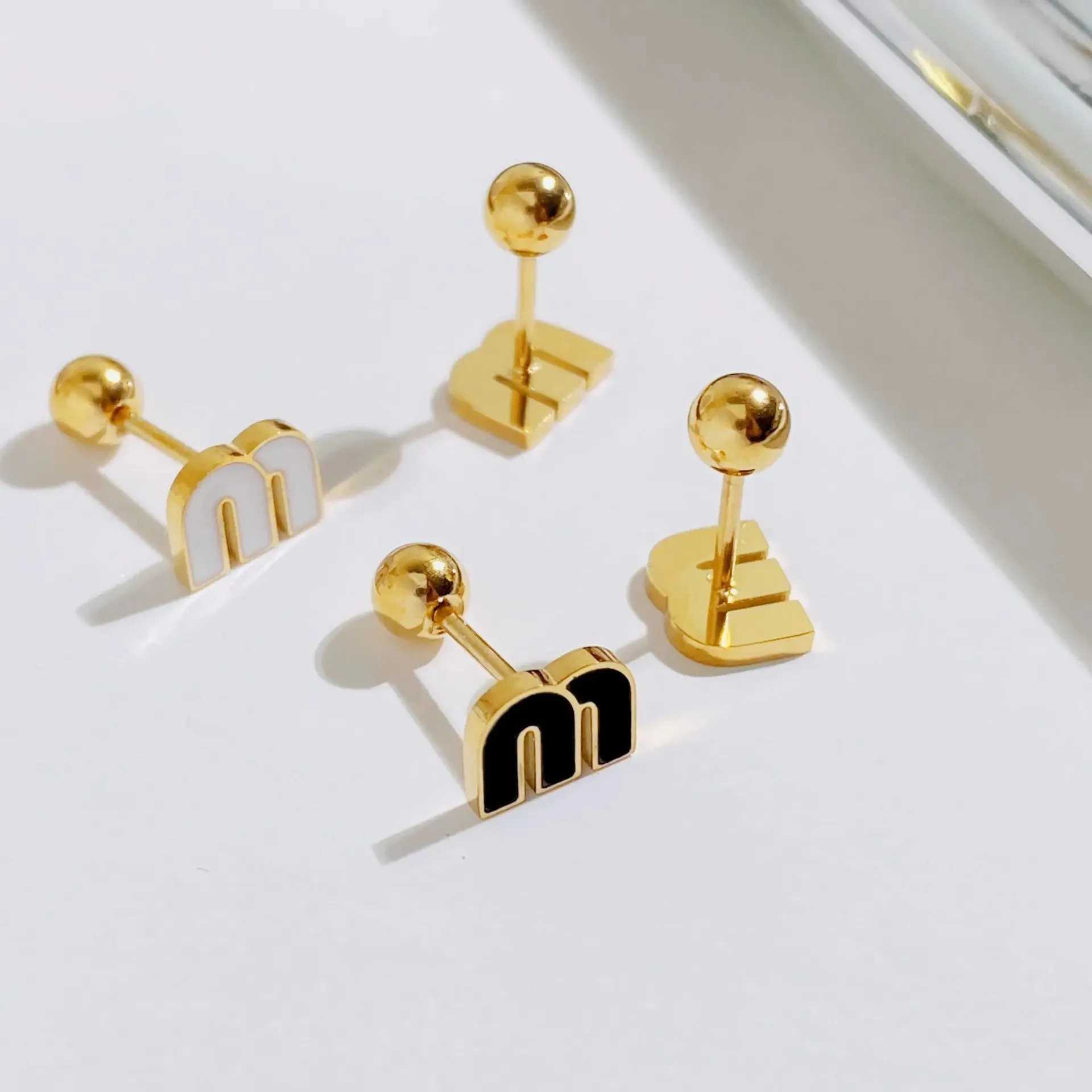 Summer New Simple 2pcs Stainless Steel Letter M Stud Earrings for Women Fashion Jewelry Delicate Cute Tiny Earrings Gift J251021