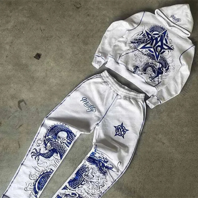 Mens clothing Zip Up Hoodie Vintage Casual Pattern Oversize Hip Hop Punk Streetwear Clothing in hoodies sweatshirts 251017