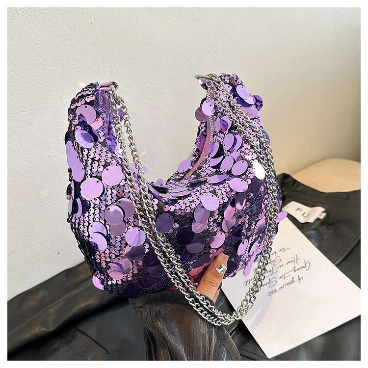 Sequin Crescent Personality Trend 2025 New Fashion Summer Stylish Large Capacity Chain Shoulder Crossbody Dumpling Bag