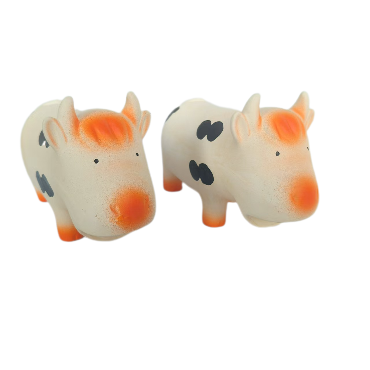 Latex Screaming Cow Dog Toy Soft Natural Rubber Squeaky Chewy Sound Animal Interactive Canine Pet Toys with Bright Colors for Medium Dogs 2pcs/Pack