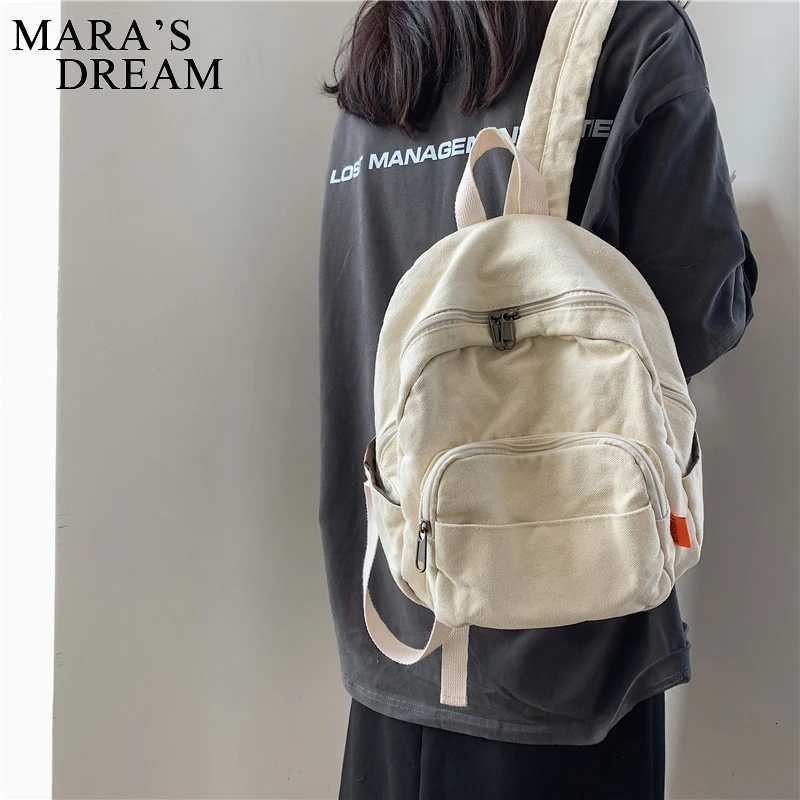 Mara Dream Canvas Women Backpack Vintage Small School Backpacks Women Zipper Travel Bagpack Female Solid Casual Schoolbag TravelW251020