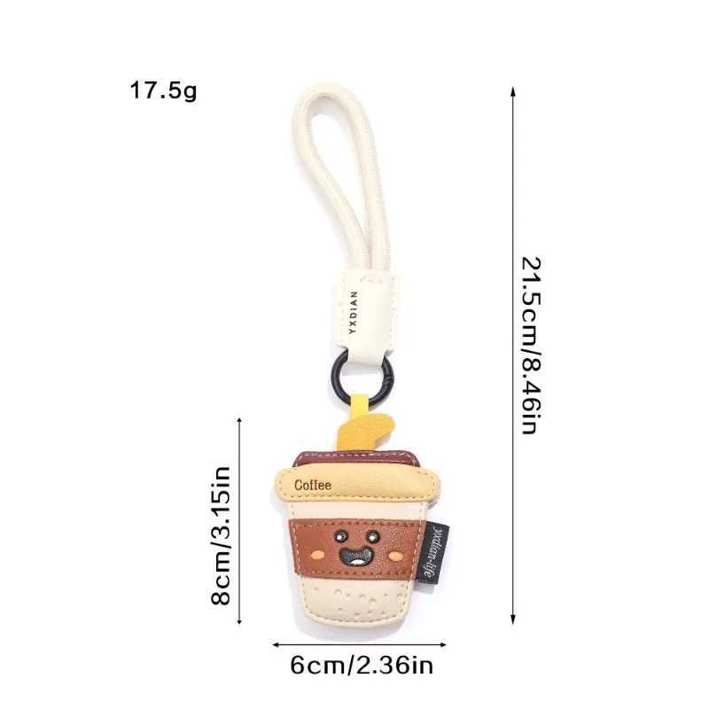 Creative Cartoon Leather Snacks Keychain Cute French Fries Coffee Cream Couple Bag Pendant J251121