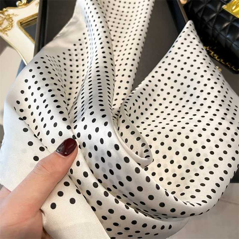 Luxury Polka Dot Print Shawl Square Scarf for Women Satin Wraps Neckerchief Female Hair Bands Ribbon Headband Bandana 70X70CM W251021