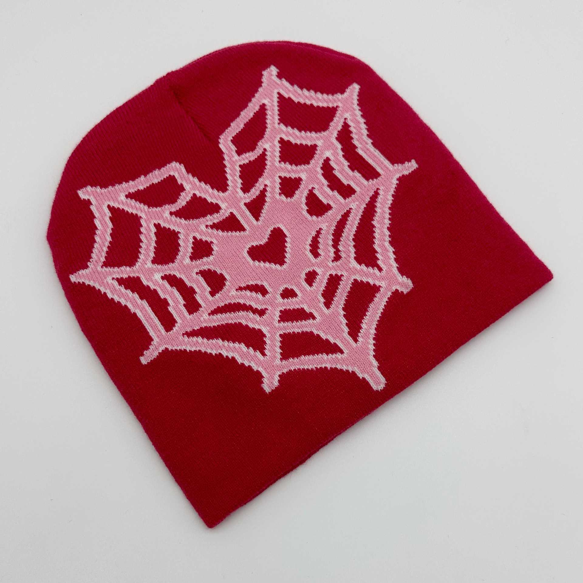 Hard Work Heart Spider Web Jacquard Hat Adult Fashion Trendy Knitted Hat Autumn Winter Warm Hip Hop Street Headwear H251020