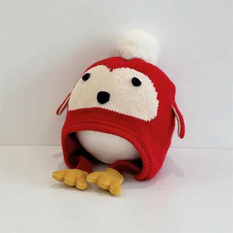Kids Boys Girls Knitted Hats Cute Penguin Shape Elastic Beanies Warm Ear Protection Cap for Autumn Winter Toddlers Fascinators J251021