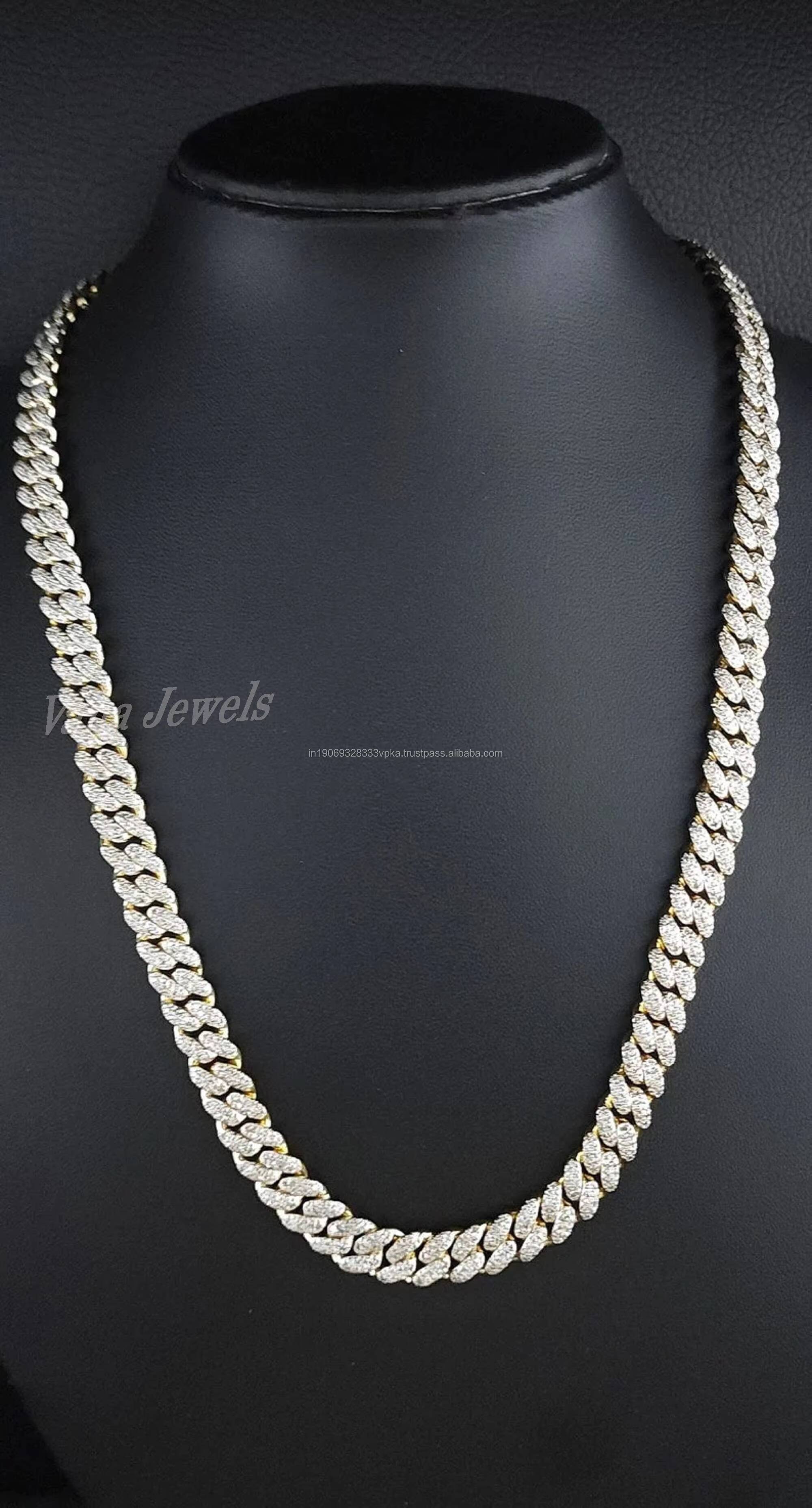 Luxury 8mm Moissanite Cuban Link Chain Unisex Solid 925 Silver Necklace Excellent Cut VVS D Color for Engagement Wedding Party
