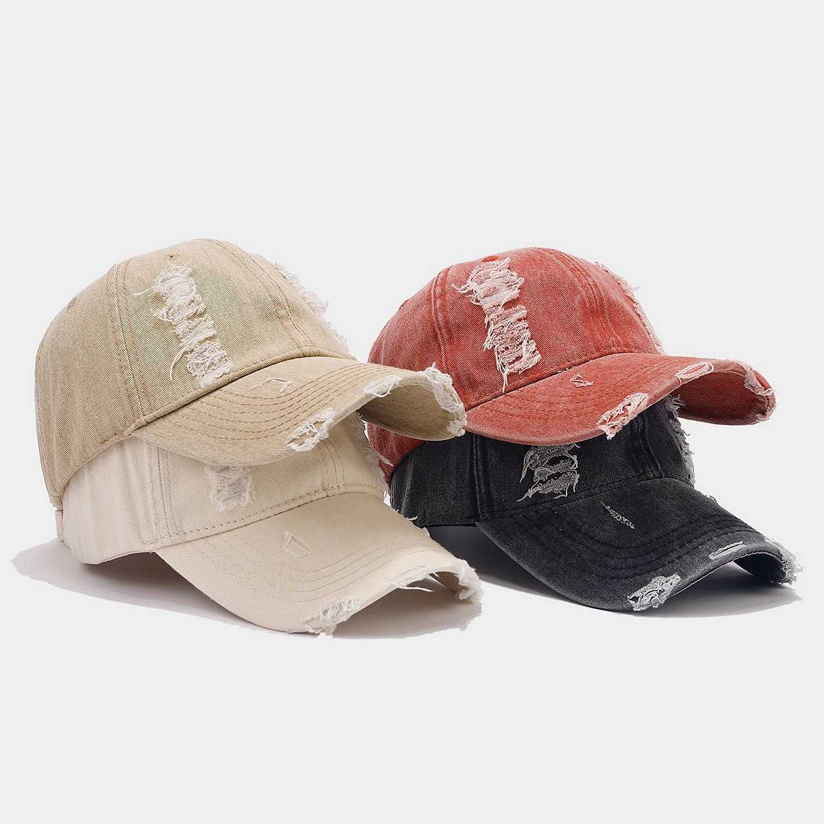 Denim Baseball Cap for Men Washed Distressed Couples Versatile Fashionable Duckbill Cap for Women Unique Sunshade Hat H251020