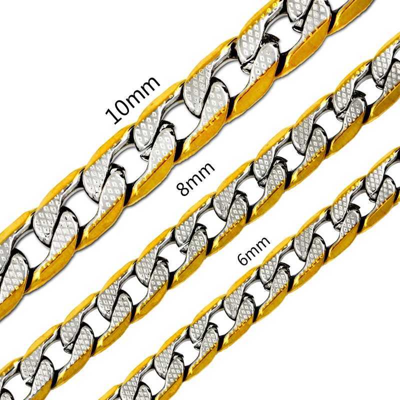 LUXUSTEEL Silver Color Cuban Curb Chains For Women Men Stainless Steel Necklace 6mm8mm10mm Mixed Long Necklaces Punk JewelryXJ251018