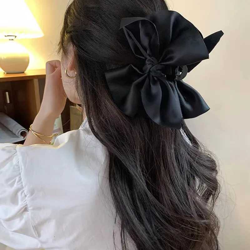 Large Black Bow Satin Hair Claw Clip Elegant NonSlip Strong Hold Grip Hair Jaw Clip For Thick Hair AccessoriesW254021
