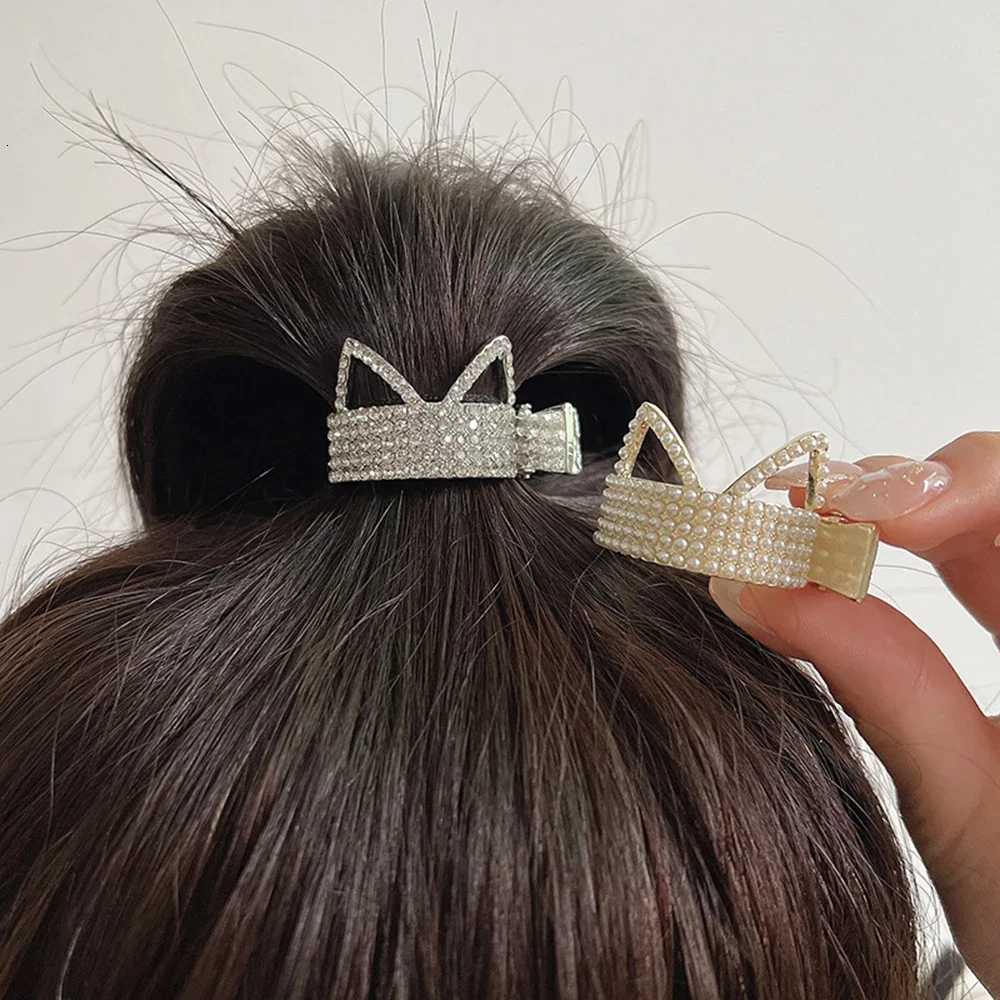 2023 New Pearl Rhinestone Hair Claws Girl High Ponytail Clip Fixed pin Claw Advanced Sense accessories HeadwearW254021