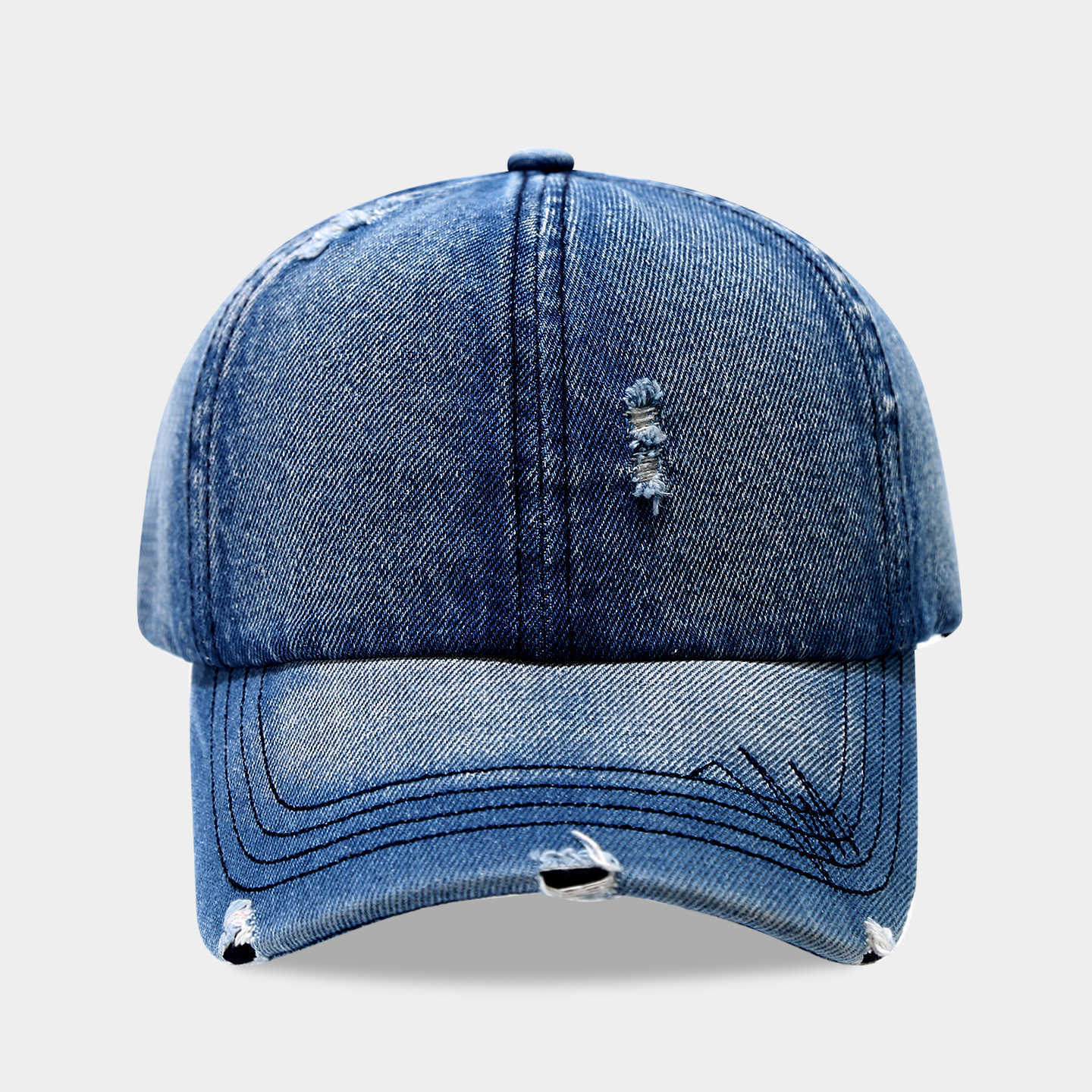 Denim Duckbill Cap for Women Covering New Fashion Distressed Washed Baseball Cap Allseason Sun Hat H251020