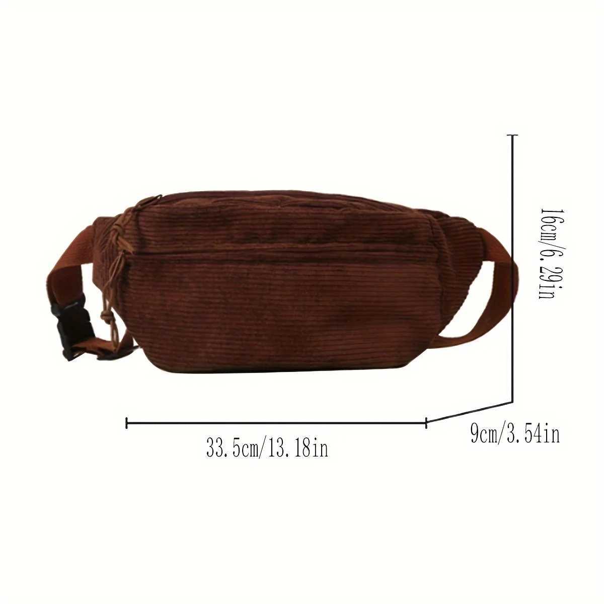 Corduroy sports Fanny pack simple fashion solid color large capacity shoulder bag chest bag a pack Z251021