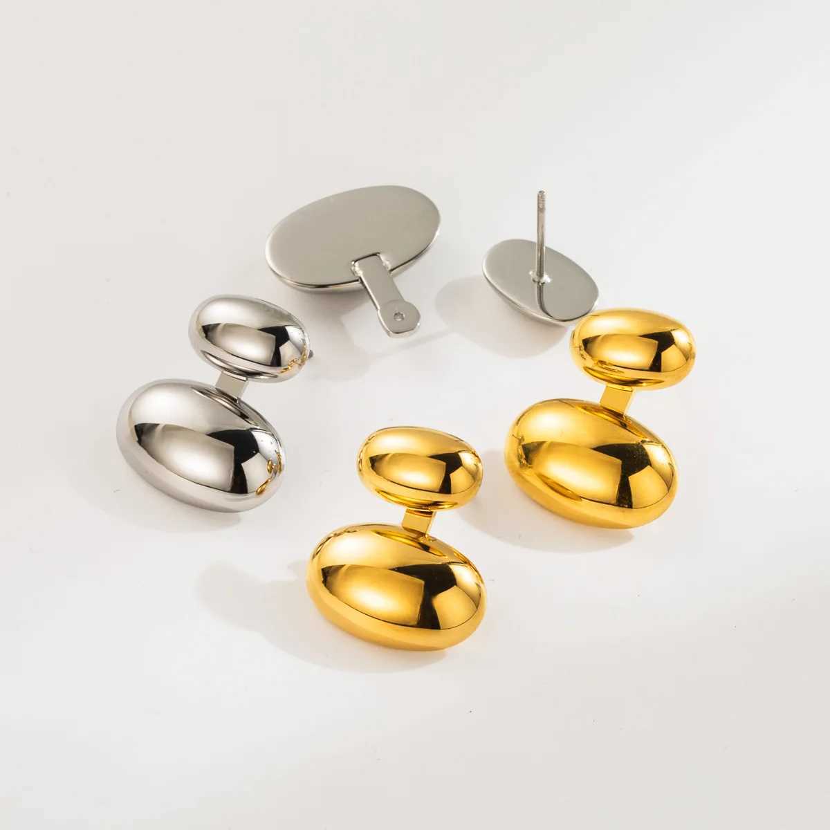 CARLIDANA Stainless Steel Half Minimalist Metal Drop Charm Earrings Women Anti Allergic High Quality Daily Fashion Japan Jewelry J251021