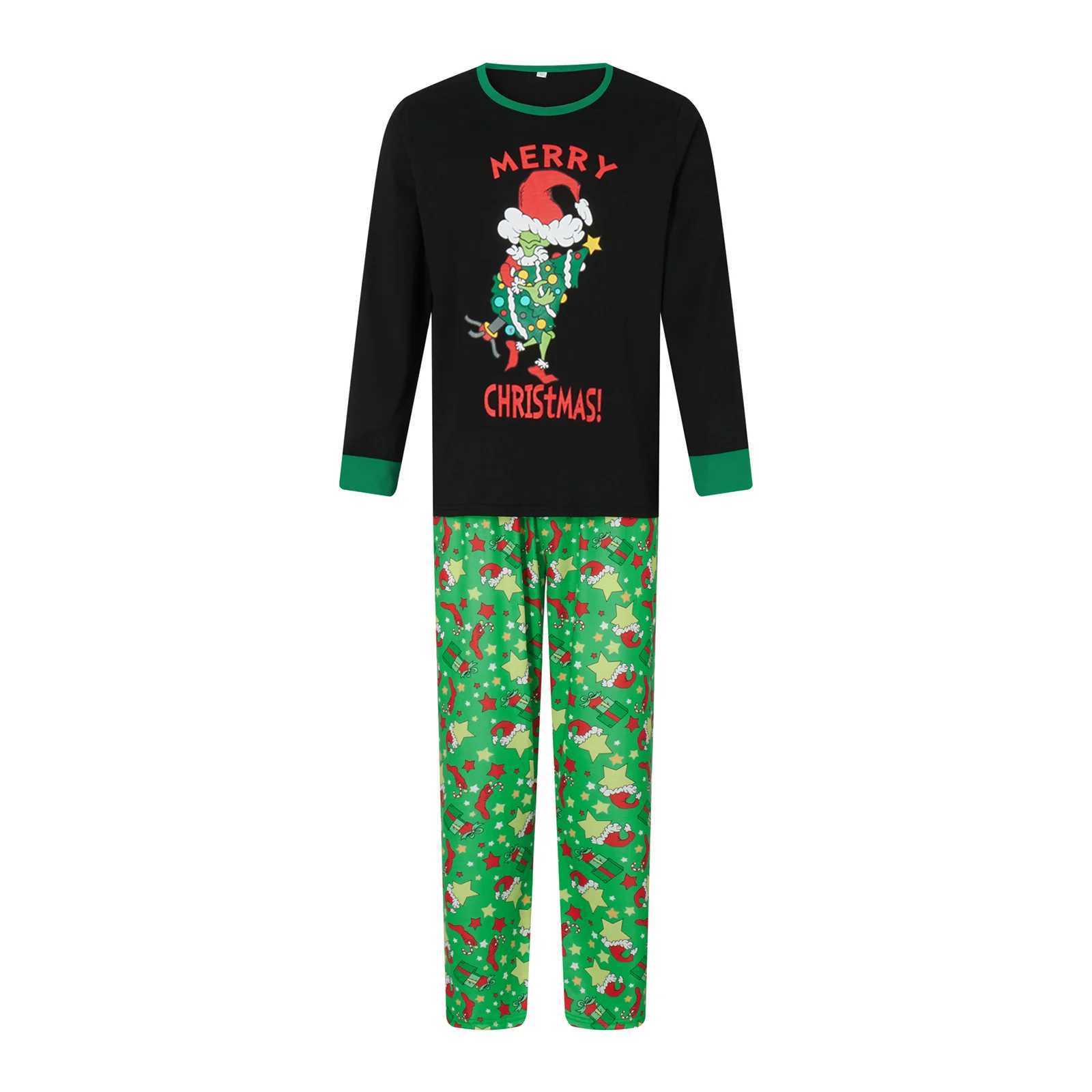 Christmas Pajamas for Family Long Sleeve Cartoon Print Tops Trousers Set Winter Holiday Sleepwear L251021UF0U