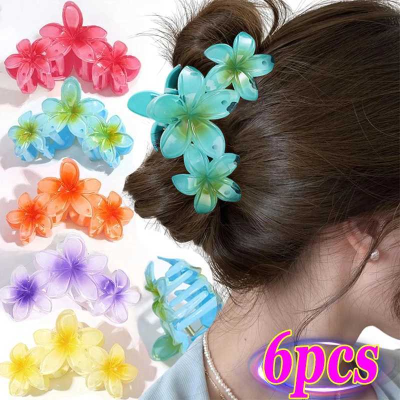 Trendy Egg Flowers Hair Claws Back of Head Retro Cororful Hairpin Shark Clip Korean Style Seaside Vacation Girl Hair AccessoriesW254021