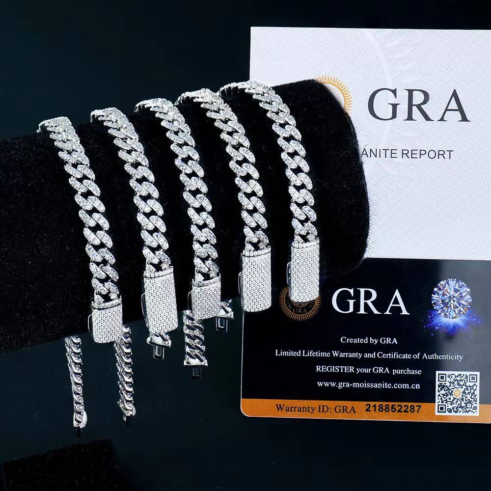 Fast Delivery Miami 6mm Cuban Link Bracelet Mossanite Moissanite Diamond Vvs Gra Iced Out Hip Hop 925 Silver Men Hip Hop Jewelry