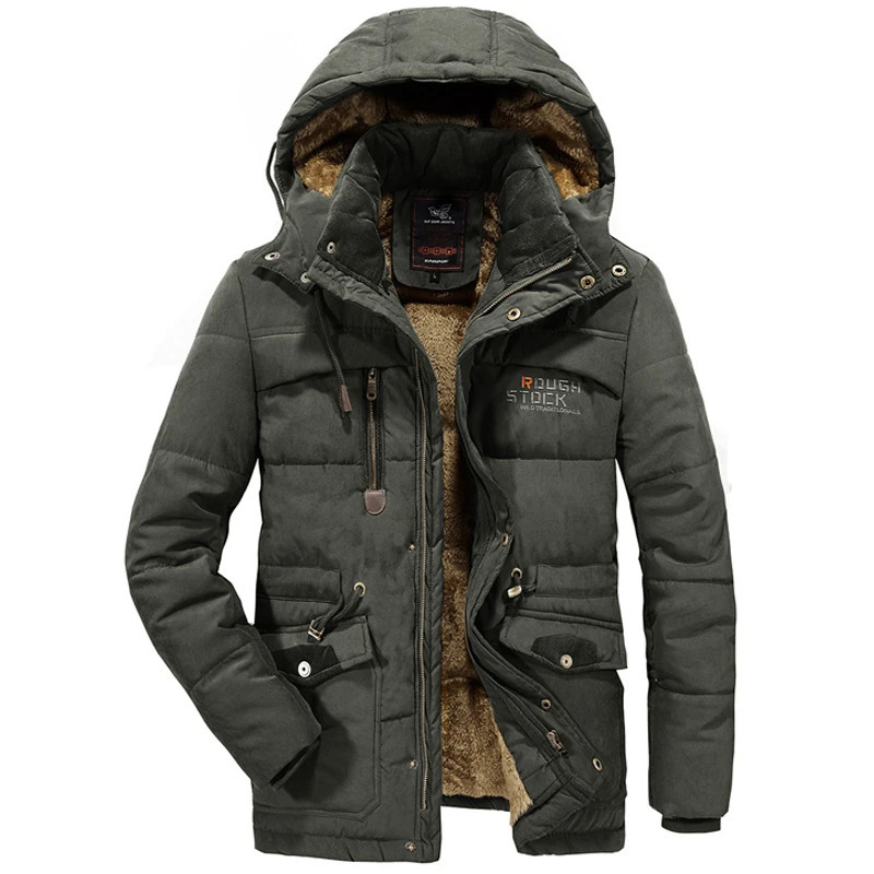Thick Warm Winter Parka Men Fleece Hooded Mens Winter Outdoor Coat Military Fur Cargo Jackets Mens Overcoat velvet Streetwear 251013